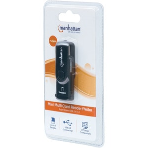 Manhattan USB-A Mini Multi-Card Reader/Writer, 5 Gbps (USB 3.2 Gen1 aka USB 3.0), 24-in-1, SuperSpeed USB, Windows or Mac,