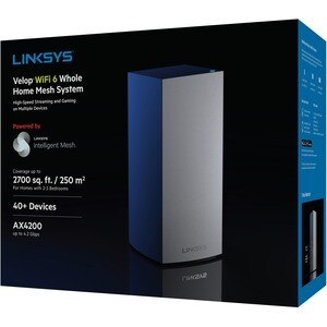 Linksys Velop MX4200 Wi-Fi 6 IEEE 802.11ax Ethernet Wireless Router - 2.40 GHz ISM Band - 5 GHz UNII Band - 9 x Antenna(9 