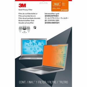 3M Gold Privacy Screen Filter - Gold, Glossy - 1 Each - For 35.6 cm (14") Widescreen LCD 2 in 1 Notebook - 16:9 - Blue Lig