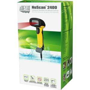 Adesso NuScan 2400U Industrial, Warehouse, Hospitality Handheld Barcode Scanner - Cable Connectivity - Yellow - 200 scan/s