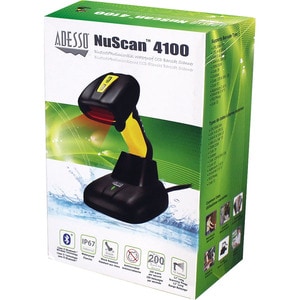 Adesso NuScan 4100B Industrial, Hospitality, Warehouse Handheld Barcode Scanner - Wireless Connectivity - Yellow - 200 sca