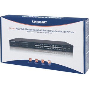 Switch Administrable por Web Gigabit Ethernet de 24 puertos PoE+ y 2 puertos SFP - Intellinet