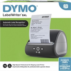 Dymo LabelWriter 5XL Direct Thermal Printer - Monochrome - Label Print - Ethernet - USB - Black - 4.16" Print Width - 53 l