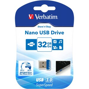 Pen Drive Verbatim Store 'n' Stay Nano - 32 GB - USB 3.0 - Blu - 1 / Confezione