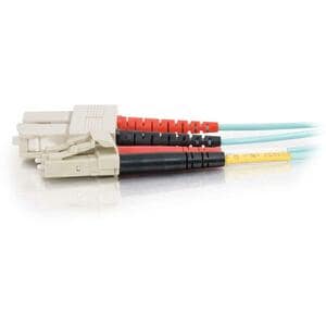 C2G-3m LC-SC 10Gb 50/125 OM3 Duplex Multimode Fiber Optic Cable (Plenum-Rated) - Aqua - Fiber Optic for Network Device - L