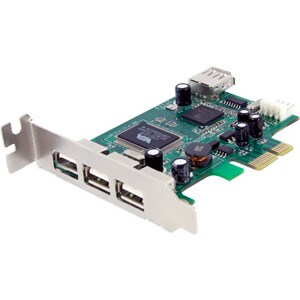 StarTech.com 4-port PCI Express LP USB Adapter Card - 3 x 4-pin Type A Female USB 2.0 USB External