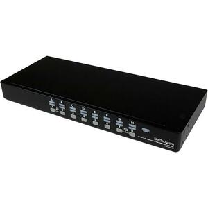 StarTech.com 16 Port 1U Rackmount USB KVM Switch with OSD - 16 x 1 - 16 x HD-15 Keyboard/Mouse/Video - 1U - Rack-mountable