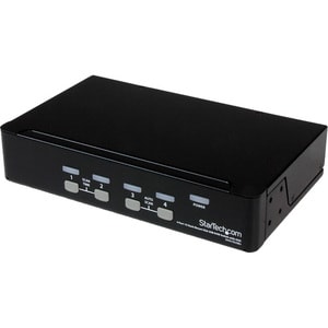 StarTech 4 Port 1U Rackmount USB KVM Switch with OSD, TAA - Control up to 4 VGA and USB computers from a single keyboard, 