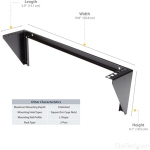 StarTech.com 2U 19in Steel Vertical Wall Mount Equipment Rack Bracket - Mount a server, network or telecommunications devi