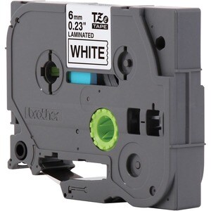 P-touch TZe Laminated Tape Cartridge - 6.35 mm Width - Black, White - Water Resistant - Grease Resistant, Grime Resistant 