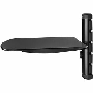 Peerless-AV® Single AV Wall Shelf with Glass - Height Adjustable - 30 lb Load Capacity - 1 - Tempered Glass