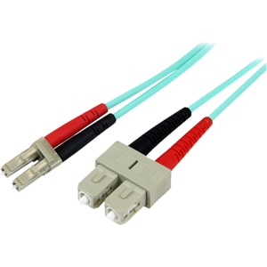 StarTech.com 2m (6ft) LC/UPC to SC/UPC OM3 Multimode Fiber Optic Cable, Full Duplex 50/125 Zipcord, 100G, LSZH Fiber Jumpe