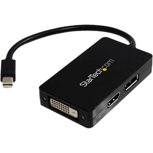 StarTech.com Travel A/V adapter - 3-in-1 Mini DisplayPort to DisplayPort DVI or HDMI converter - 1 x Mini DisplayPort Male