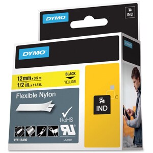 Etiquette pour Câbles Dymo RhinoPRO 18490 - 12,70 mm Largeur - Impression thermique directe - Jaune - Nylon - 1 Unité