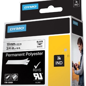 Dymo RhinoPRO 18484 Label Tape - 19 mm Width - Thermal Transfer - White - Polyester