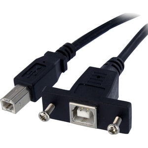 StarTech.com 30 cm USB B auf B Kabel zur Slotbelch Montage - Buchse/Stecker - Abschirmung - Schwarz