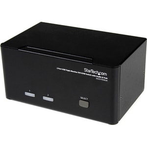 StarTech.com 2 Port Triple Monitor DVI USB KVM Switch with Audio & USB 2.0 Hub - 2 Port - Rack-mountable