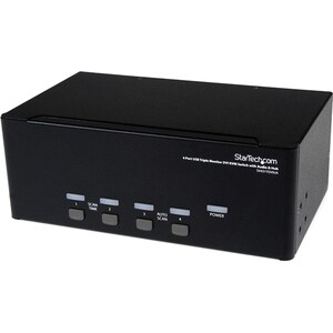 StarTech.com 4 Port Triple Monitor DVI USB KVM Switch with Audio & USB 2.0 Hub - 4 Port - Rack-mountable