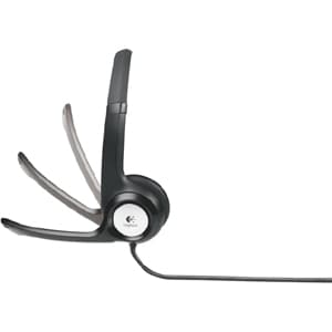 Logitech H390 Wired Over-the-head Stereo Headset - Black/Silver - Binaural - Ear-cup - 20 Hz to 20 kHz - 243.8 cm Cable - 