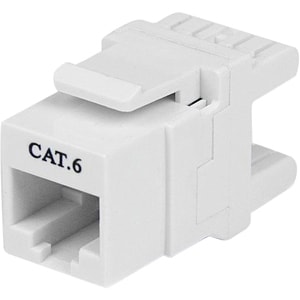 StarTech.com 180° Cat 6 Keystone Jack - RJ45 Ethernet Cat6 Wall Jack White - 110 Type - Terminate Cat6 cables at a 180° an