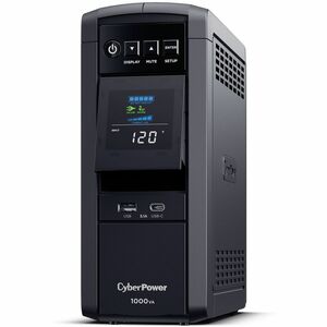 CyberPower CP1000PFCLCDTAA TAA Compliant UPS System - 1000VA/600W, 120 VAC, NEMA 5-15P, Mini-Tower, Sine Wave, 10 Outlets,