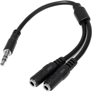 StarTech.com Slim Stereo Splitter Cable - 3.5mm Male to 2x 3.5mm Female - Slim Phono Stereo Y Cable - Cable for Audio Devi