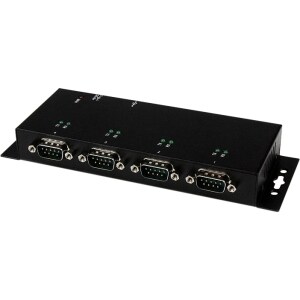 StarTech.com 4 Port USB to Serial RS232 Adapter - Wall Mount - Din Rail - COM Port Retention - FTDI USB to DB9 RS232 Hub (