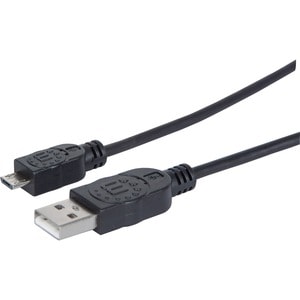 Manhattan Cable USB V2 A-Micro B, Bolsa PVC 0.5M Negro - Cable for Portátil, Computadora de escritorio - 480Mbit/s - Apant