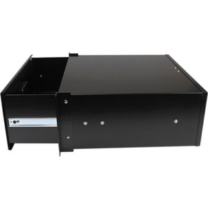 StarTech.com 4U Black Steel Storage Drawer for 19in Racks and Cabinets - 4U Black Sliding Rack Storage Drawer - Add a rugg