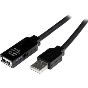 StarTech.com 20m USB 2.0 Active Extension Cable - M/F - Cable for Wall Outlet, Power Adapter - First End: 1 x 4-pin USB 2.