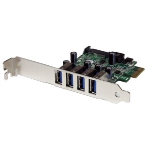 StarTech.com 4 Port PCI Express PCIe SuperSpeed USB 3.0 Controller Card Adapter with UASP - 5Gbps - SATA Power - Add 4 ext
