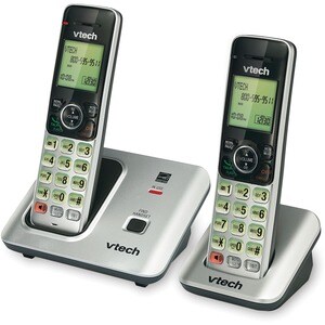 VTech CS6619-2 DECT 6.0 Cordless Phone - Black, Silver - Cordless - Corded - 1 x Phone Line - 2 x Handset - Speakerphone -