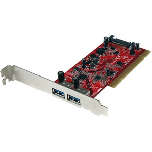 StarTech.com 2 Port PCI SuperSpeed USB 3.0 Adapter Card with SATA Power - 2 Total USB Port(s) - 2 USB 3.0 Port(s) - PC