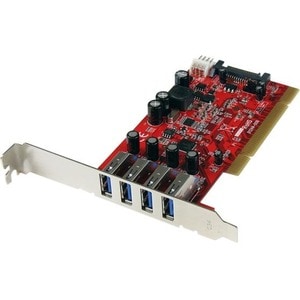 StarTech.com 4 Port PCI SuperSpeed USB 3.0 Adapter Card with SATA/SP4 Power - 5Gbps - 4-Port USB 3.0 PCI/PCI-X Card (USB 3