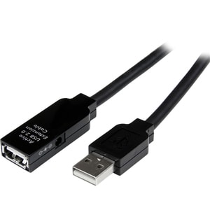 StarTech.com 15m USB 2.0 Active Extension Cable - M/F - Cable for Wall Outlet, Power Adapter - First End: 1 x 4-pin USB Ty