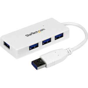 StarTech.com Portable 4 Port SuperSpeed Mini USB 3.0 Hub - 5Gbps - White - Add four external USB 3.0 ports to your noteboo
