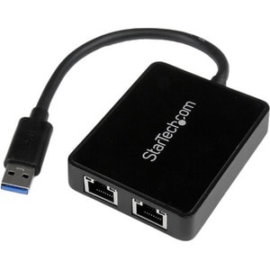 StarTech.com USB 3.0 to Dual Port Gigabit Ethernet Adapter NIC w/ USB Port - USB 3 Gigabit LAN Network Adapter - 10/100/10