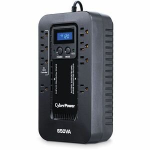 CyberPower EC650LCD Ecologic UPS Systems - 650VA/390W, 120 VAC, NEMA 5-15P, Compact, 8 Outlets, LCD, PowerPanel® Personal,