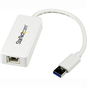 StarTech.com USB 3.0 to Gigabit Ethernet Adapter NIC w/ USB Port - White - Add a Gigabit Ethernet port and a USB 3.0 pass-