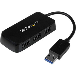 StarTech.com Portable 4 Port SuperSpeed Mini USB 3.0 Hub - 5Gbps - Black - 4 Total USB Port(s) - 4 USB 3.0 Port(s) - PC, Mac