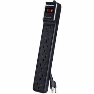 CyberPower CSB706 Essential 7-Outlets Surge Suppressor with 1500 Joules and 6FT Cord - Plain Brown Boxes - Black - 7 x NEM