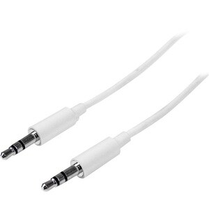 StarTech.com 1m White Slim 3.5mm Stereo Audio Cable - 3.5mm Audio Aux Stereo - Male to Male Headphone Cable - 2x 3.5mm Min