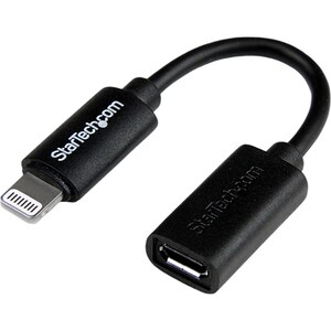 StarTech.com Black Micro USB to Apple 8-pin Lightning Connector Adapter for iPhone / iPod / iPad - Cable for iPad, iPhone,