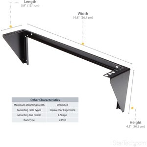 StarTech.com 2U 19in Steel Vertical Wall Mount Equipment Rack Bracket~ - 56.84 kg Load Capacity - 1