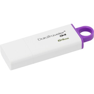 Lecteur flash Kingston DataTraveler G4 - 64 Go - USB 3.0 - Violet, Blanc - 5 an(s) Garantie