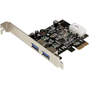 StarTech.com 2 Port PCI Express (PCIe) SuperSpeed USB 3.0 Card Adapter with UASP - LP4 Power - 2 Total USB Port(s) - 2 USB