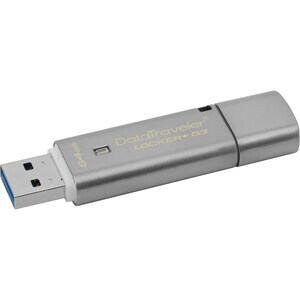 Kingston 64GB DataTraveler Locker+ G3 USB 3.0 Flash Drive - 64 GB - USB 3.0 - 135 MB/s Read Speed - 40 MB/s Write Speed - 