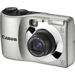 Canon PowerShot A1200 12.1 Megapixel Compact Camera - Silver - 1/2.3" CCD Sensor - 6.9 cm (2.7")LCD - 4x Optical Zoom - 4x