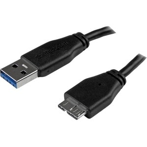 StarTech.com Câble SuperSpeed USB 3.0 slim A vers Micro B de 2 m - Mâle / Mâle - Noir - Cable for Disque dur, Lecteur de C