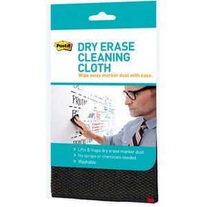 Post-it® Dry-Erase Cleaning Cloth - 10.60" Width x 10.60" Length - Used as Dust Remover, Mark Remover - Washable - Black -